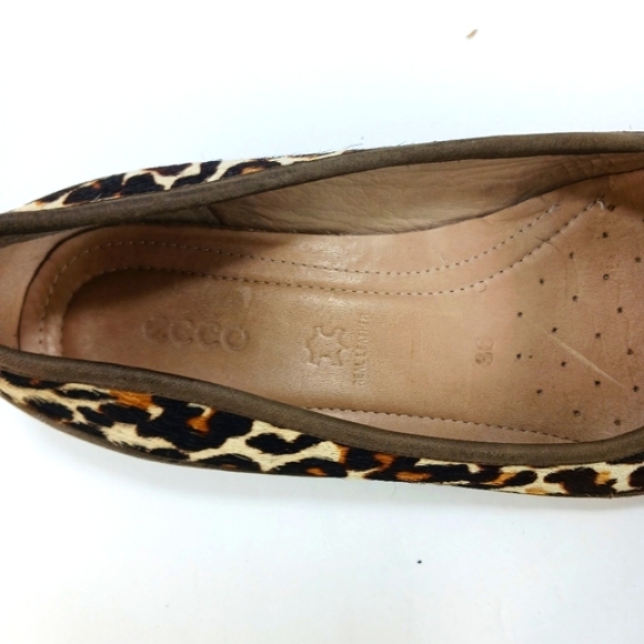 ECCO Leopard Print Ballet Flat Calf Hair Leather Insole Womans 5.5 - Picture 4 of 12